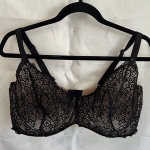 Torrid Curve Bra 44DDD Unlined Balconette Bra Black Lace Underwire Adjustable